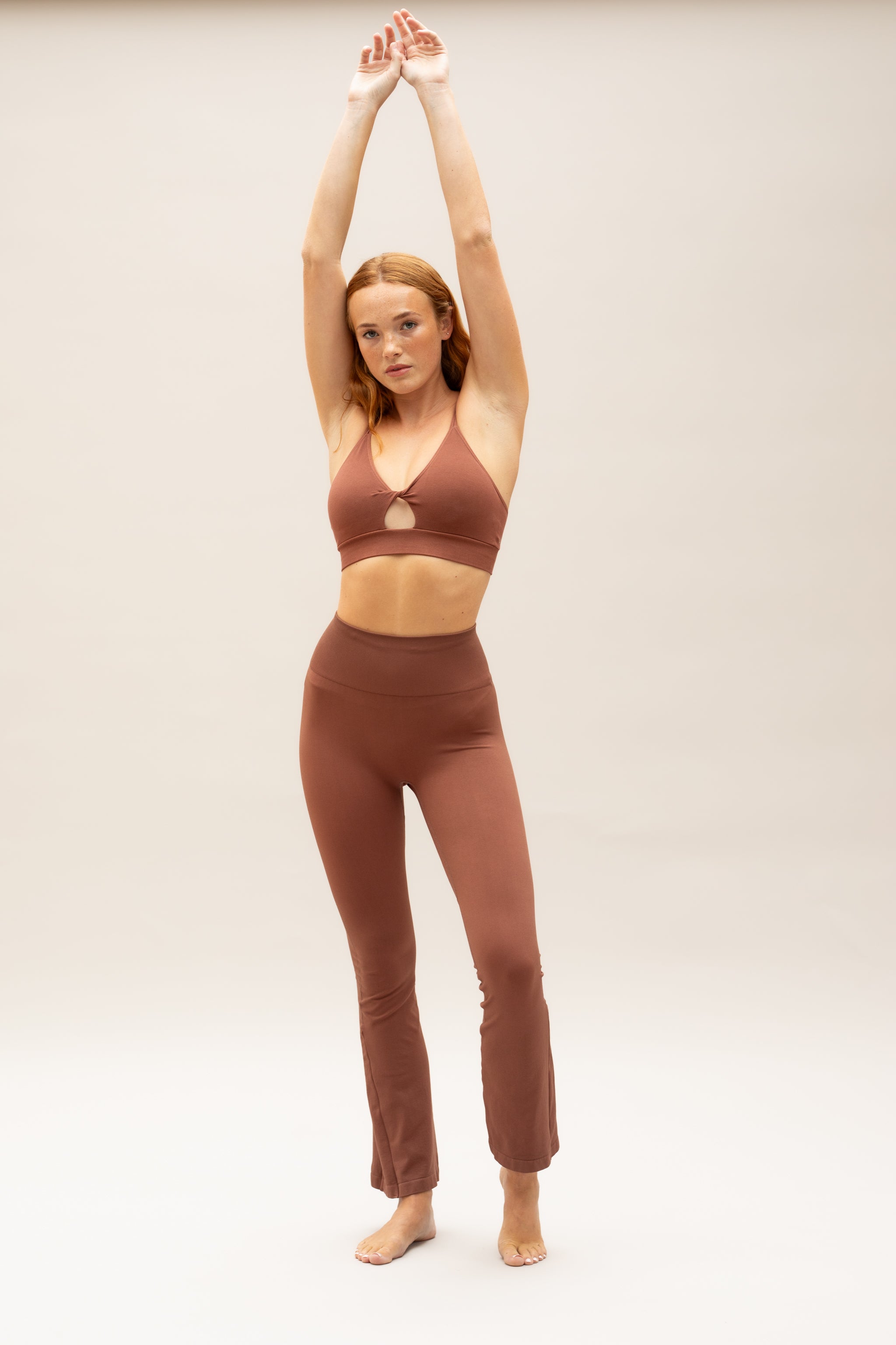 Cinnamon flare leggings with Cinnamon supportive sports bra.